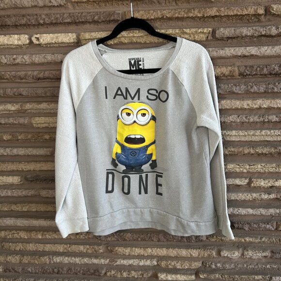Despicable Me Minions " I am So Done" Sweatshirt Size Juniors Large - Picture 3 of 5